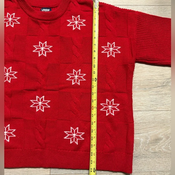 Lands’ End Cable Knit Holiday Sweater – Size L – Red - Picture 8 of 9